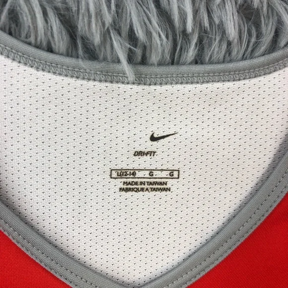 Nike Tank Top Boys Large Vneck Logo Athletic Workout Shirt Red White Gray Shirt - Picture 3 of 9